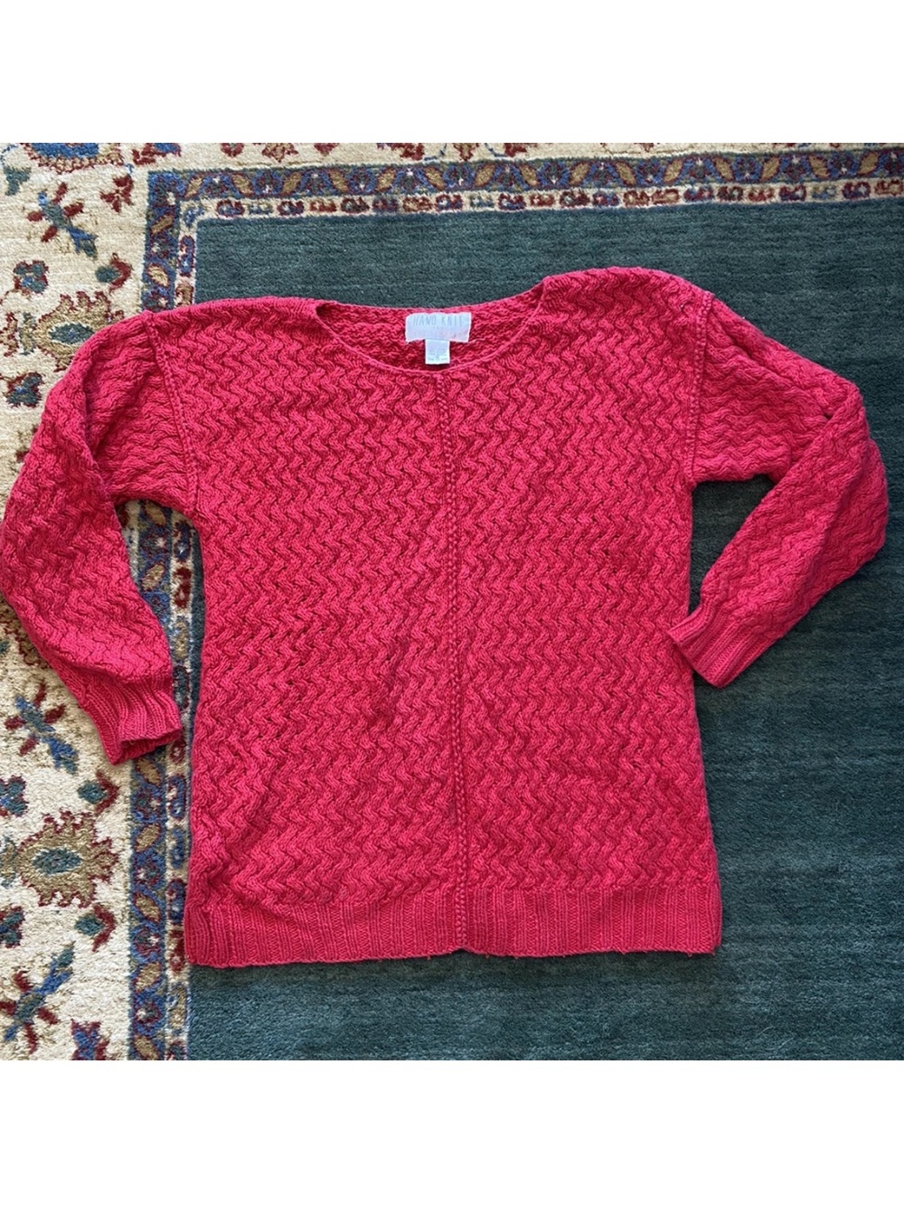 Vintage Hand Knit For The Limited Red Sweater Size Medium